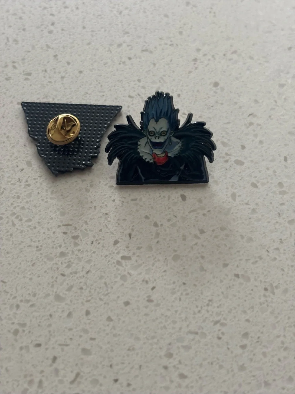 L and ryuk deathnote Character Enamel Pins - Blue and Black Design